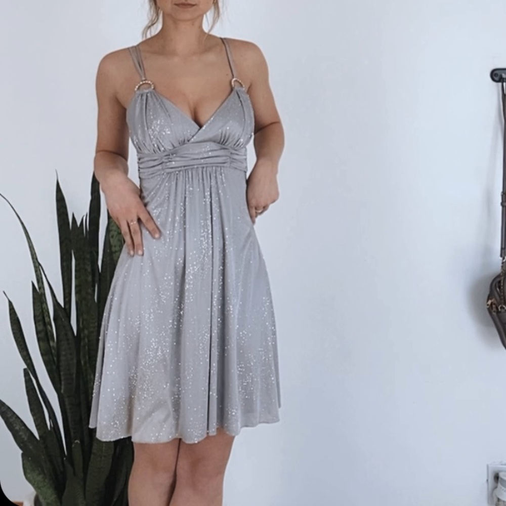 Disco Ball Dress Silky Shimmery Short Size S